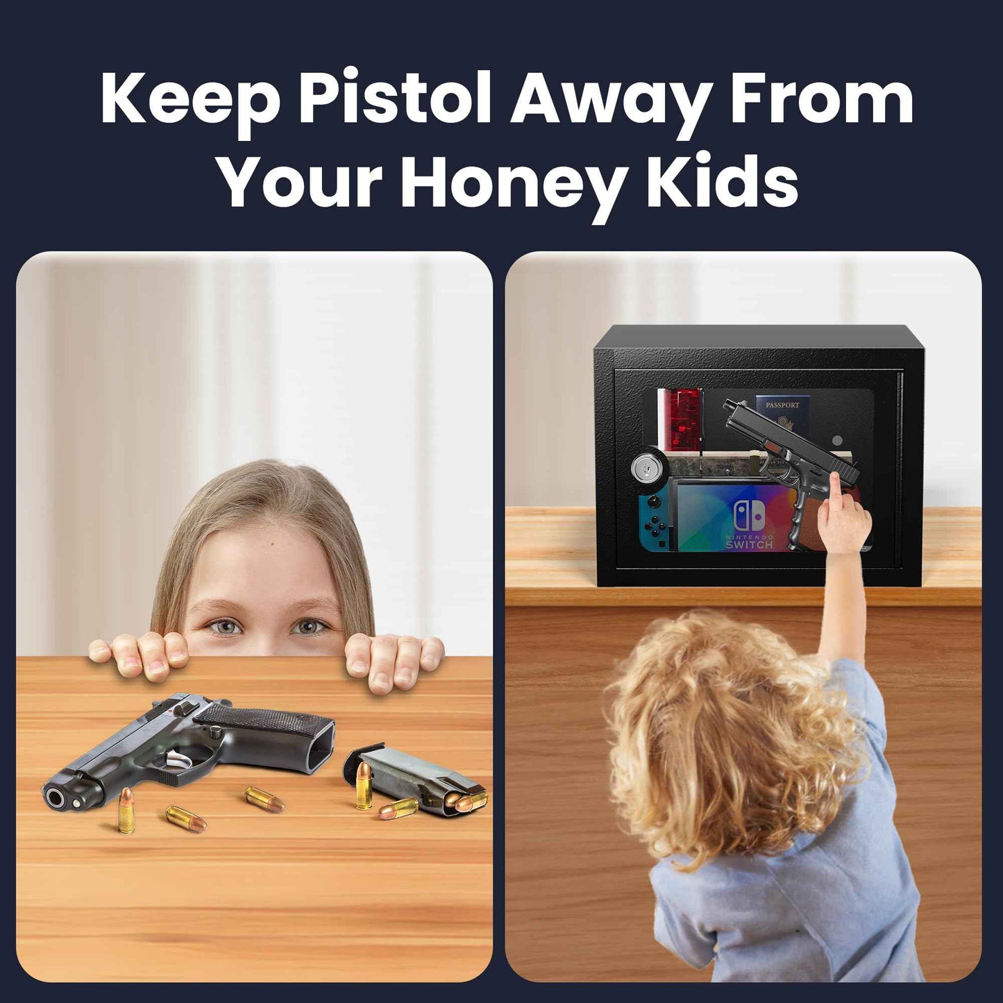 Small Safe - (0.22 cu. ft.) Mini Money Box with Combination Lock for Kids, Medicine Box for Grandmother, Phone & PSP Safe Box for Improved Self-Control (Key Lock)