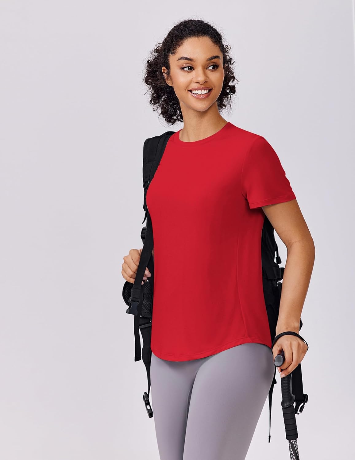 PINSPARK Soft Workout Tops for Women - Quick-Dry Athletic Tee with UPF 50+ Sun Protection | Ideal for Running & Hiking