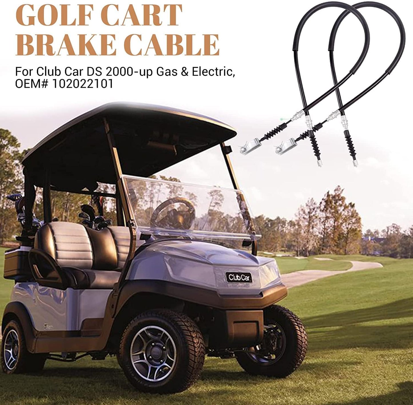 LEAPGOMAX Golf Cart Club Car DS Brake Cables fit DS G&E 2000 Up, 42 inch Drive and Passenger Side OEM 102022101, 1020221-01, 1019907
