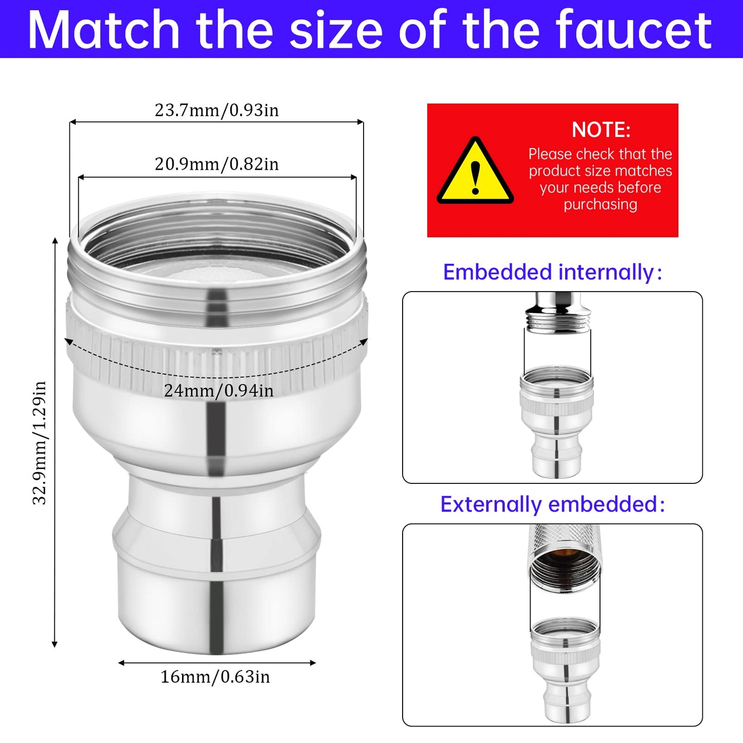 Dishwasher Faucet Adapter, 2 Pack Portable Washer Faucet Snap Adapter Connection Accessories 15/16-27Male or 55/64-27Famale