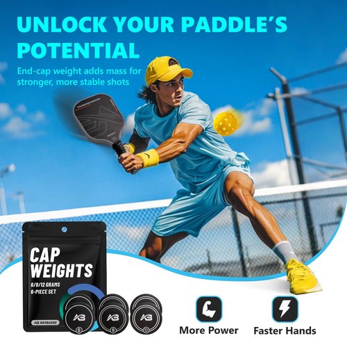 Neobadge Pickleball Paddle Cap Weights – Weighted End Cap Counterbalance Set | Improves Balance, Control & Stability | Personalized Feel