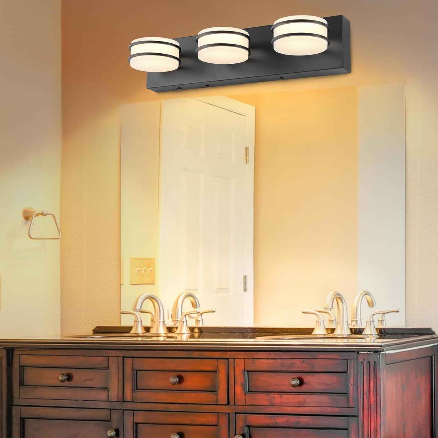LED Chrome 3-Light Dimmable Bathroom Vanity Light Fixture - Modern Acrylic & Stainless Steel Over Mirror Lighting