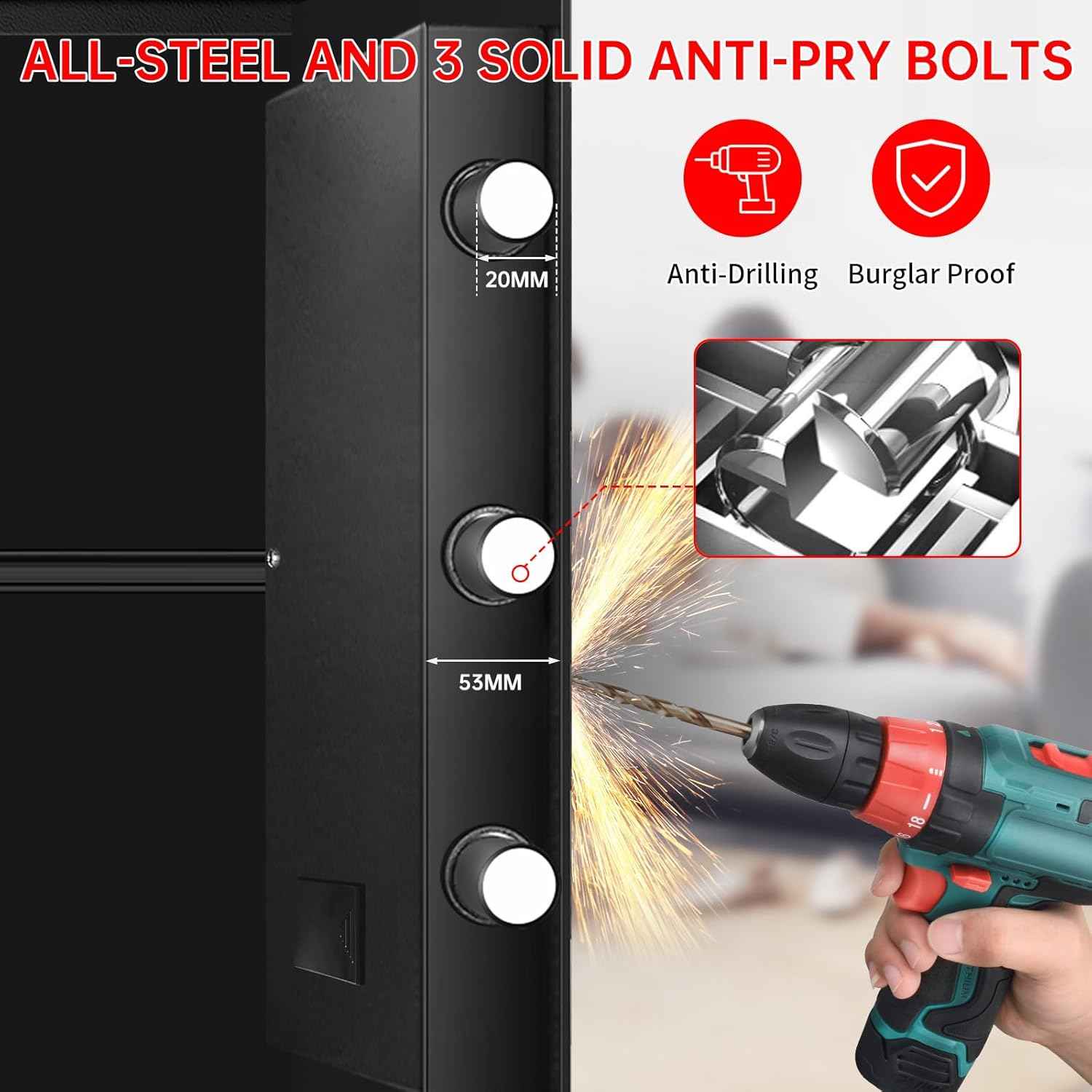 Small Home Safe 1.2 Cubic Feet - Anti-Theft Steel Security Box with Combination Lock & Alarm