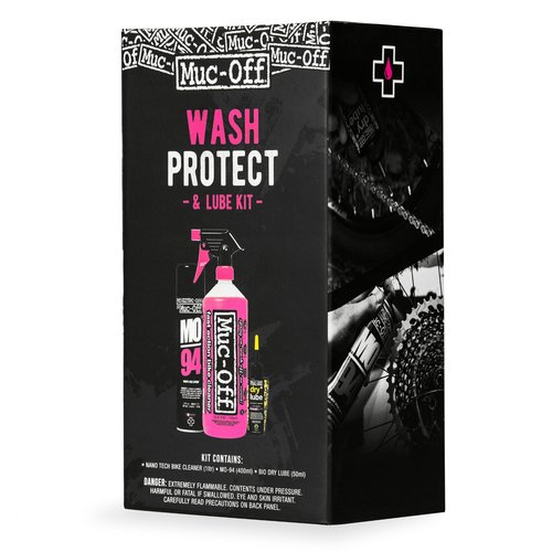 Muc-Off Wash, Protect & Lube Kit | Complete Bike Cleaning & Maintenance Kit | Includes Nano Tech Bike Cleaner, MO-94 Protect Spray & Dry Chain Lube
