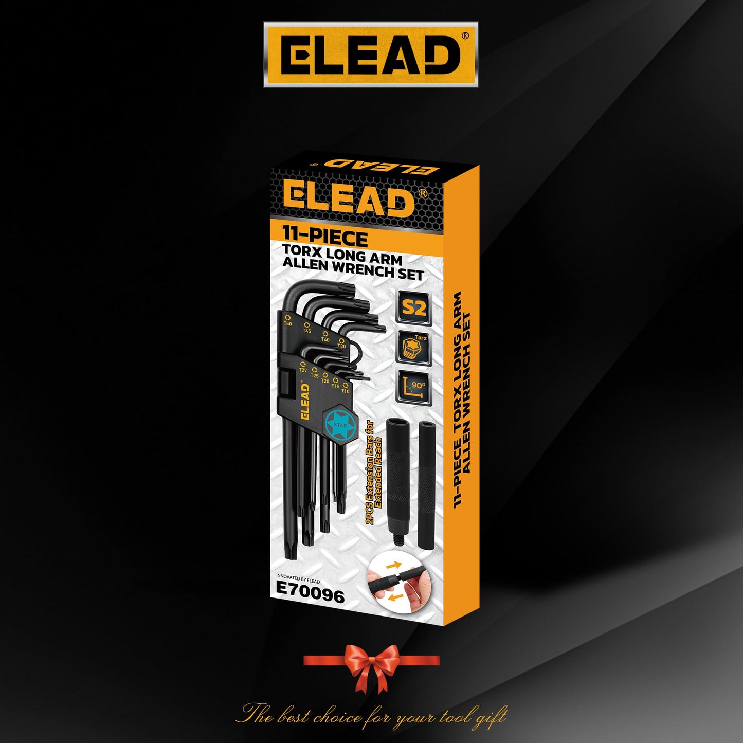 ELEAD 11-Piece Torx Star Allen Wrench Set with Extension Bar, Long Arm Torx Key Set T10-T50, Heat-Treated S2 Steel