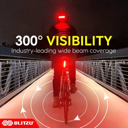 BLITZU Cyborg 200T Bike Lights Taillight USB-C Rechargeable LED Rear Bicycle Light for Night Riding, Cycling Safety Reflector Accessories, Powerful Back Light for Men, Women, Kids