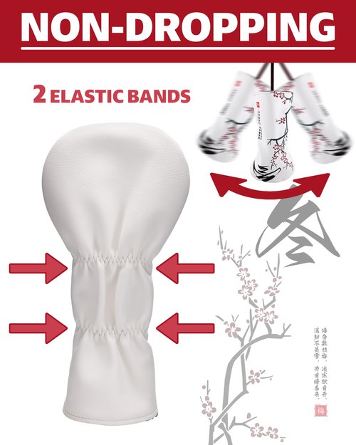 Plum Blossom Golf Head Covers, Floral Style Driver Headcover, Unique Design Driver Head Cover, Golf Club Covers Funny, PU Leather Advanced Embroidery with Soft Inner Lined for Most Brands - Winter