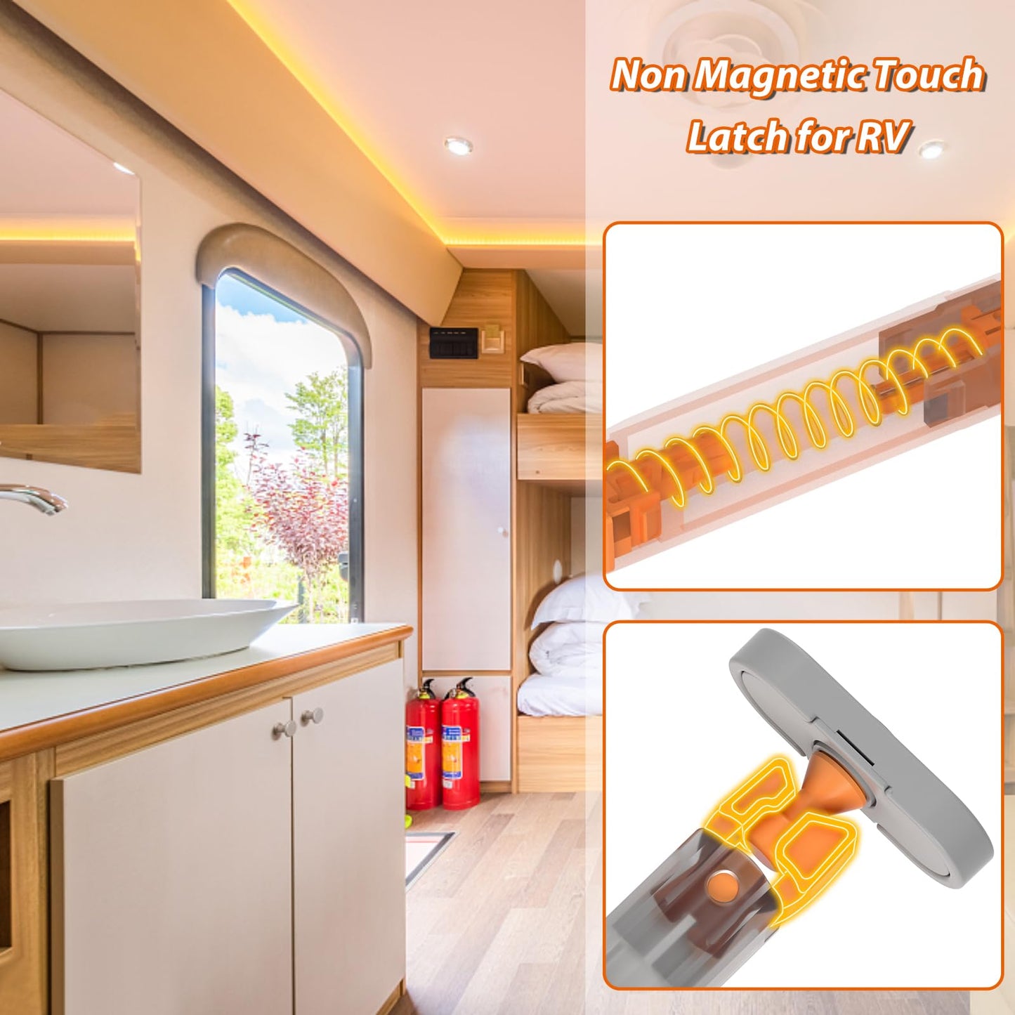 Jiayi Strong Heavy Duty Push Latch, Non-Magnetic RV Hidden Door Cabinet Latches, 2 Pack Push Release Press Out Touch Catch for Door Closure, Push to Open Kitchen Cabinet Hardware