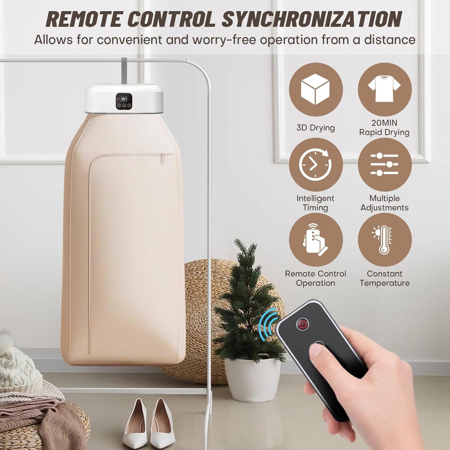Portable Mini Clothes Dryer with Remote Control - Compact Electric Drying Machine for Travel & Home