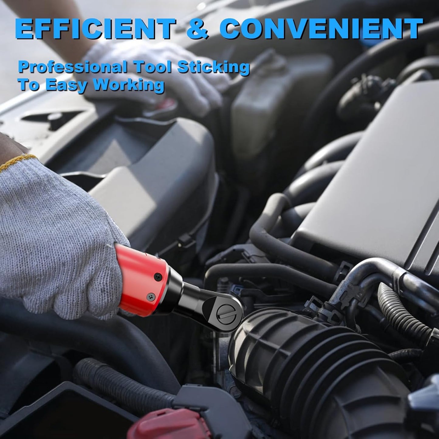 AZZUNO Cordless Electric Ratchet Wrench Set - 30 Ft-lbs, 300 RPM, 2 Batteries & 7 Sockets