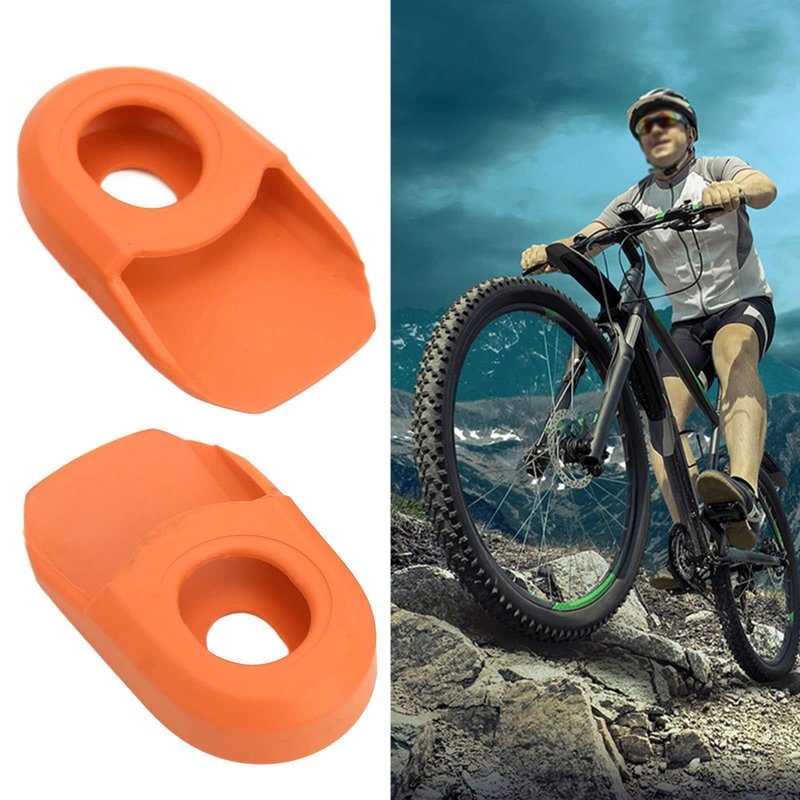 2PCS Bike Crank Cover Protector, Silicone Mountain Bicycle Crank Boot Arm Sleeve Cover Protective Gear Cranks Boot Case Protectors for Bicycle Cranks Protector Bike Crank Arm Boots(Orange)