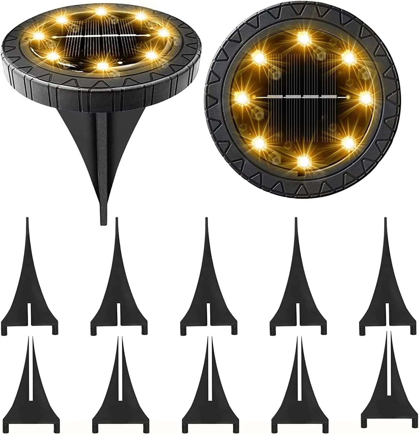 12 Pack Solar Powered LED Ground Lights - Waterproof Decorative Garden Pathway Lighting