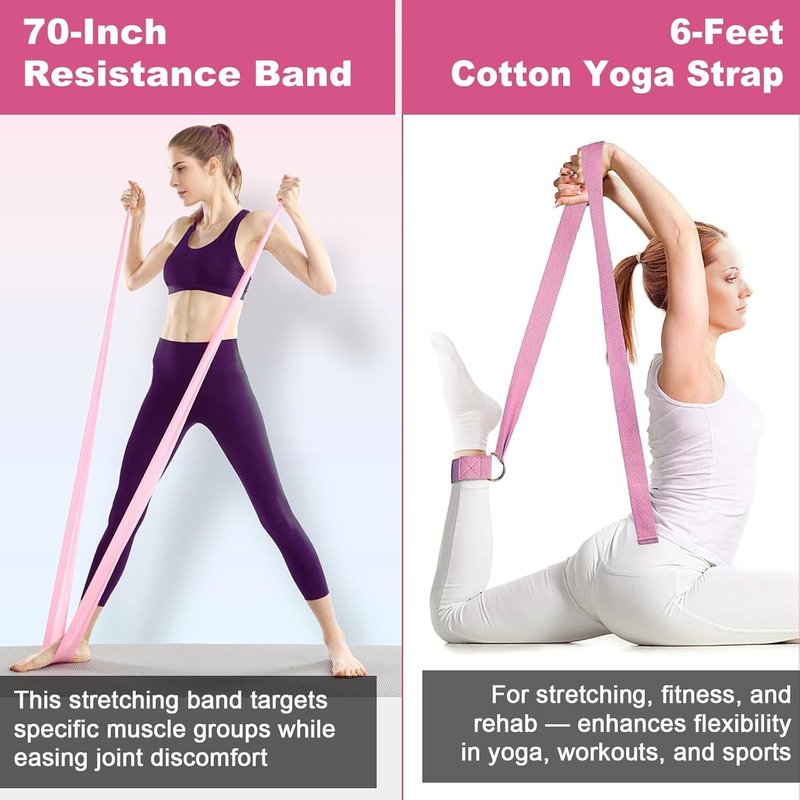 17 Pcs Pilates Equipment,Pilates Set,Women at Home Pilates kit,Pink Pilates Ring and Ball Set Pilates Socks, Jump Rope,5 Resistance Bands Compact Toning and Fitness Essentials Starter Set Accessories