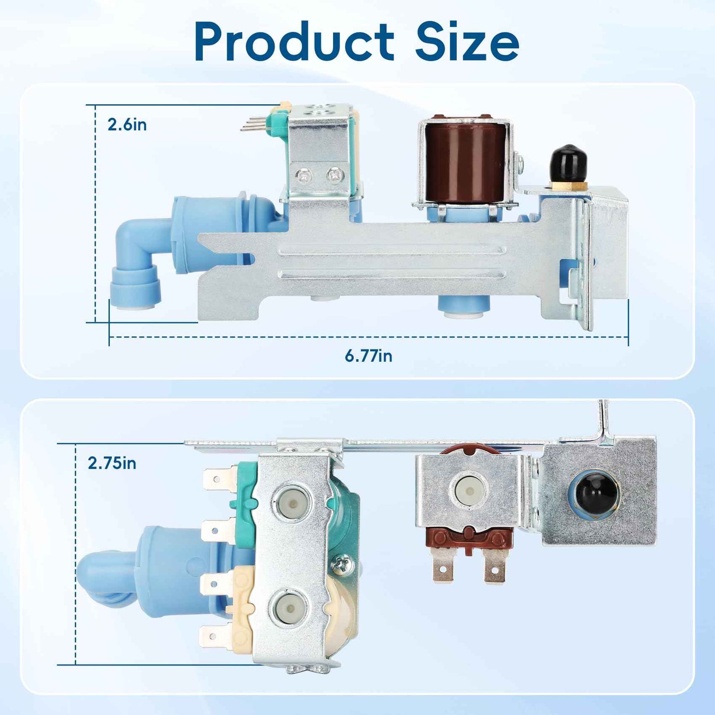 Micnce Upgraded 242252702 240531101 Refrigerator Water Inlet Valve Compatible with Frigidaire Kenmore Crosley Electrolux, Replace 240505101 240505102 240508101 240508102 241734301-1 Year Warranty