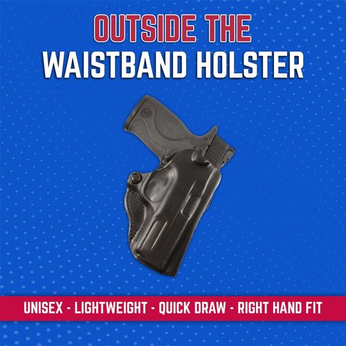 DeSantis Mini Scabbard OWB Holster - Leather Holster, Right Hand Holster, Adjustable Scabbard for Pistols, Compatible with the SIG Sauer P938, Springfield 911 9mm - Right Hand Draw, Black