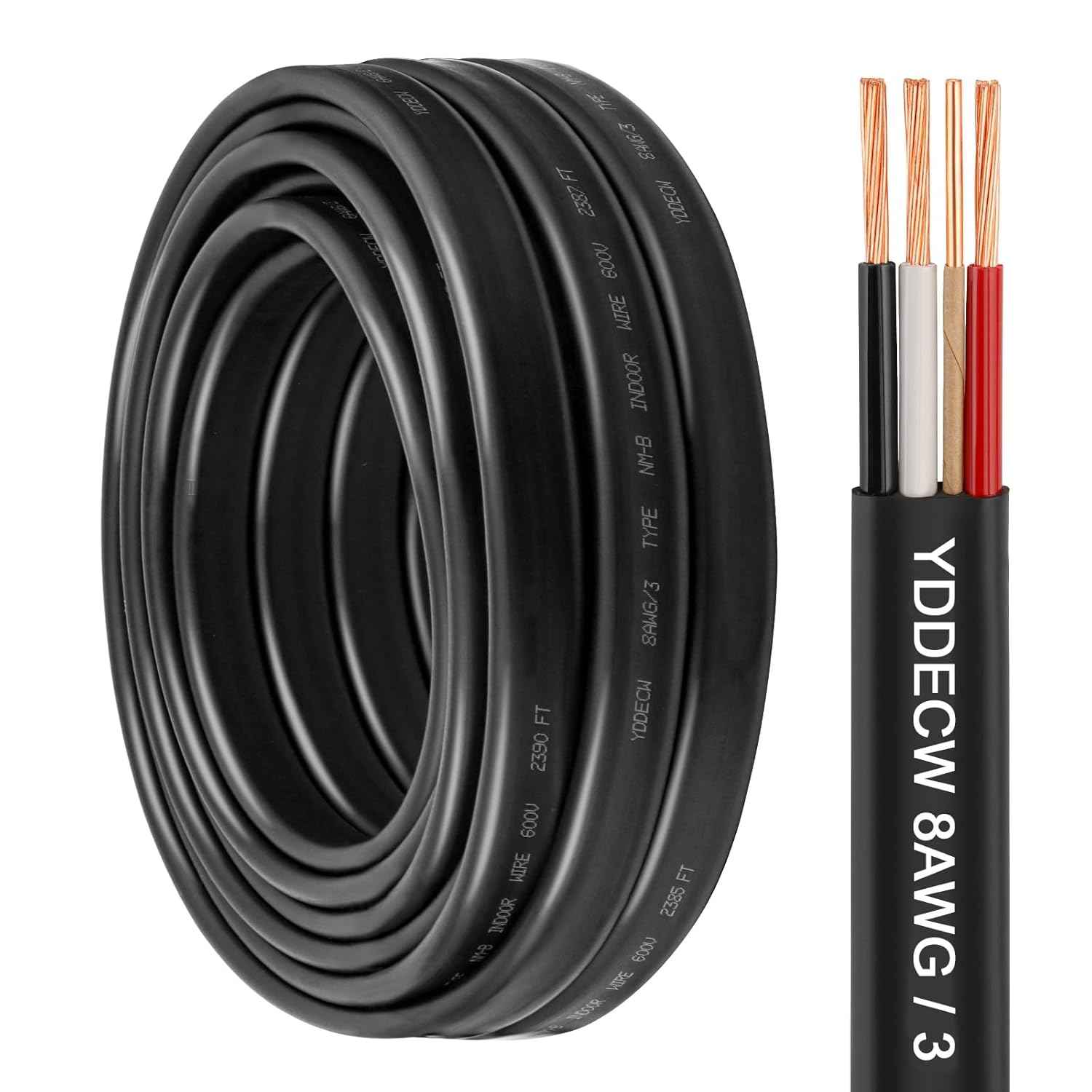 14 Gauge NM-B Wire with Ground - 50FT Pure Copper Indoor Electrical Cable for Outlets & Switches