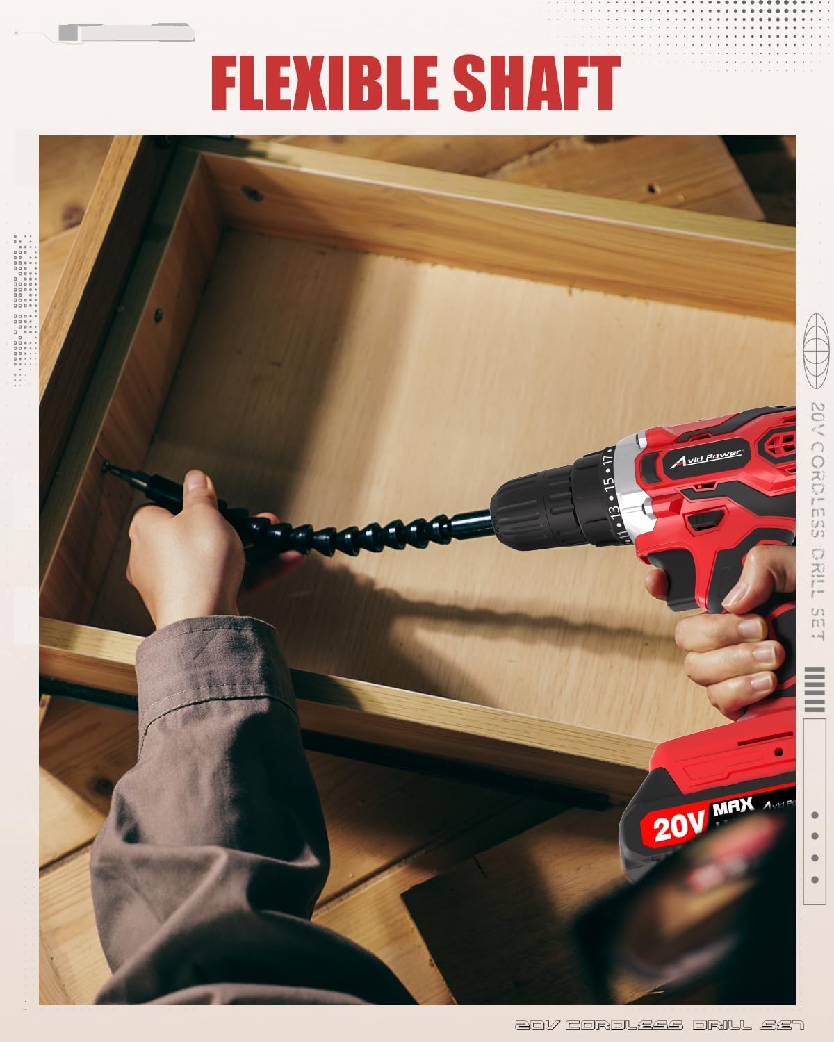 AVID POWER 20V MAX Cordless Power Drill Kit with Battery & Charger - 19 Torque Settings, 22 Bits