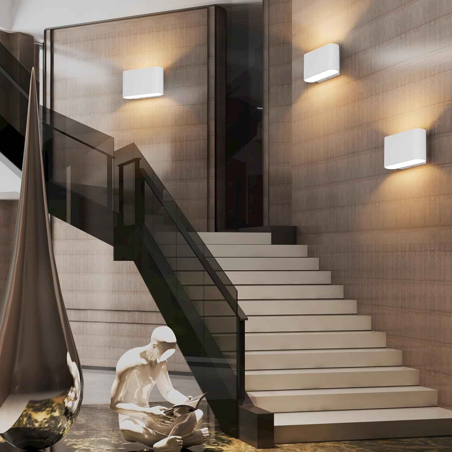 Modern Black LED Wall Sconces Set of 2 - Hardwired Up & Down Indoor Lights for Living Room, Bedroom, Hallway - Warm White 3000K (Includes G9 Bulbs)