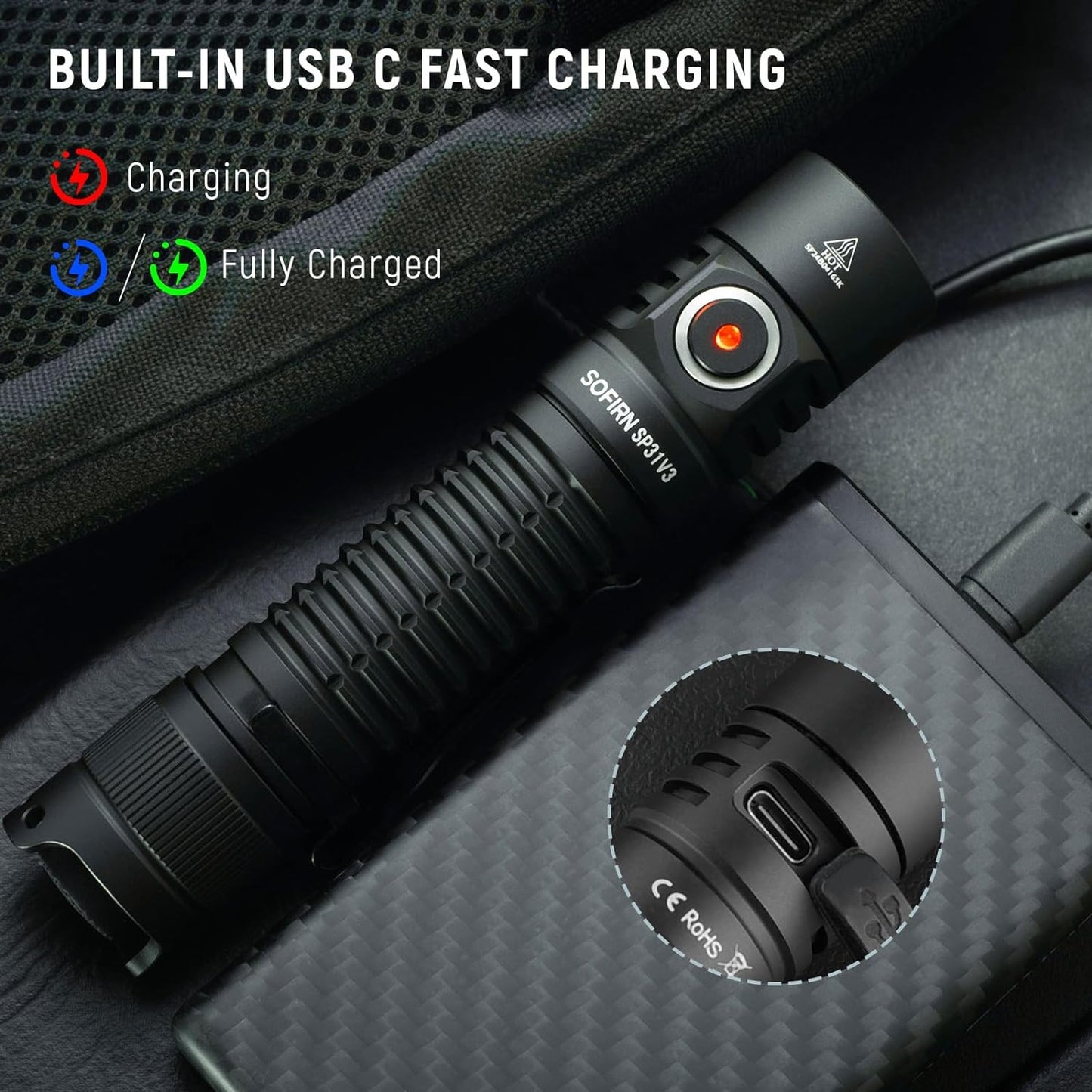 2000 Lumen Rechargeable Tactical Flashlight - Sofirn SP31 V3.0, IP68 Waterproof, EDC & Emergency Ready