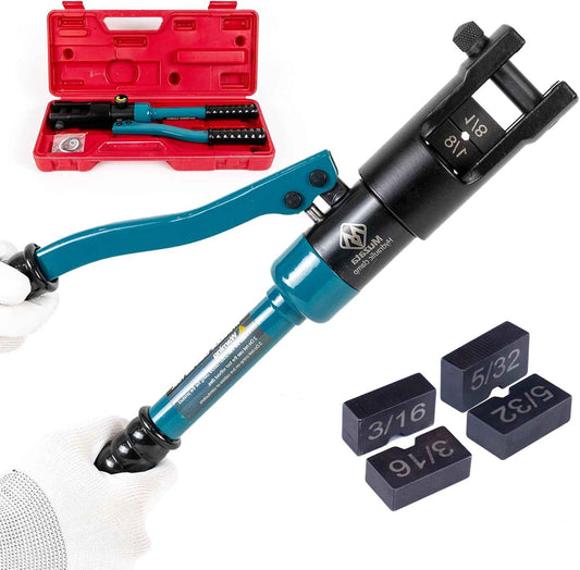 Hydraulic Crimping Tool for Stainless Steel Cable Railing - Muzata Custom Cable Swaging Kit with Wire Cutter (1/8", 5/32", 3/16")