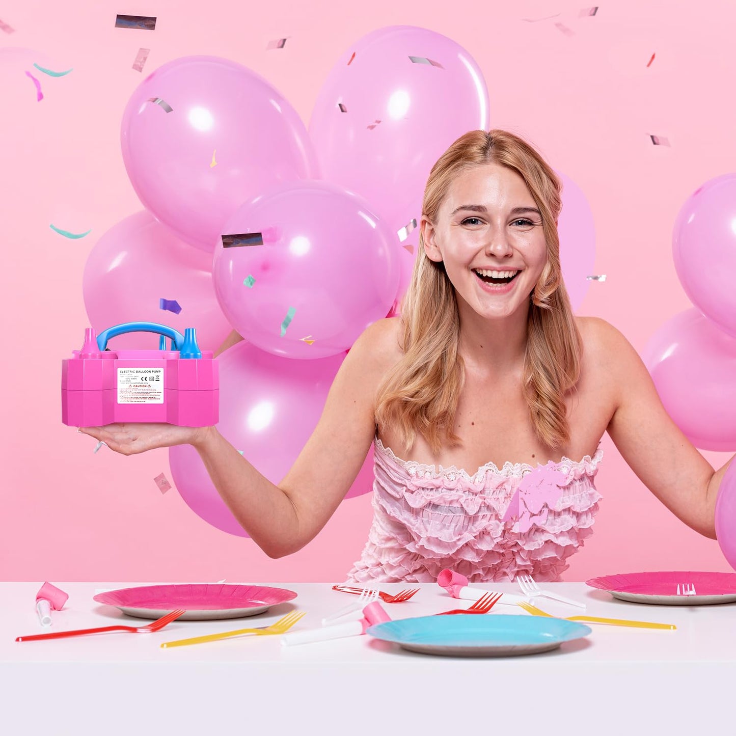 Balloon Pump, Balloon Pump Electric, Electric Balloon Pump at Home, Portable Air Blower with Dual Nozzle Balloon Air Pump for Decoration, Party and Save Time