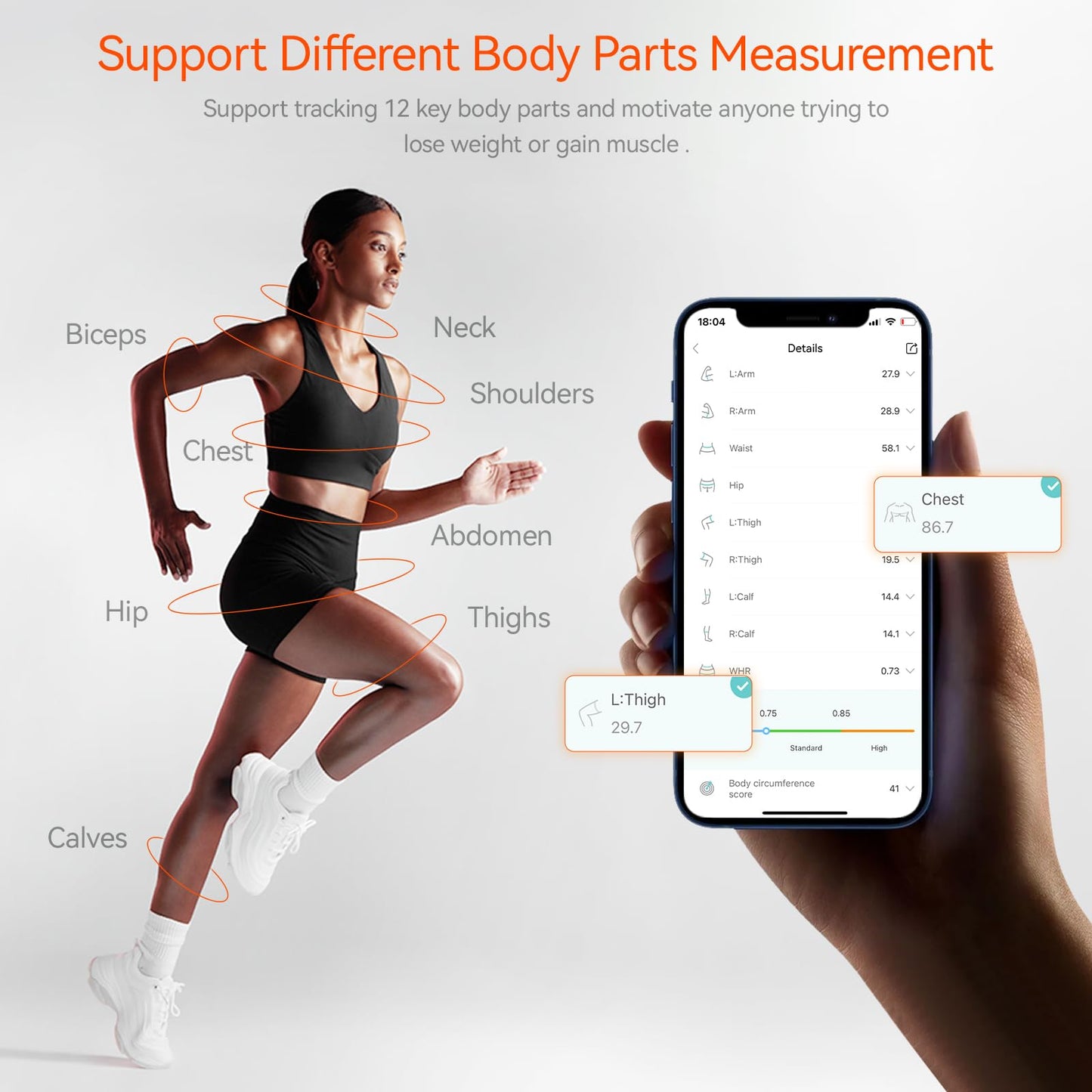 Fitdays Smart Body Tape Measure | Bluetooth Body Fat BMI Tool with LED HD Display & Auto-Retract | Fitness & Weight Loss Tracker for Waist/HIPS/Arms | Fitdays App Sync (Black)
