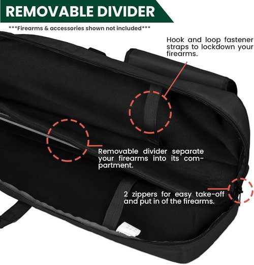 HUNTSEN Soft Double Rifle Case - Padded Long Gun Bag with Adjustable Sling & Dual Lockable Zippers | 38" to 52" Sizes