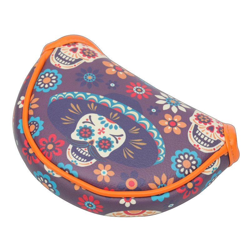 SHABIER Golf Mid-Mallet Headcover with Sugar Skull Design for Golf Putter Head Cover
