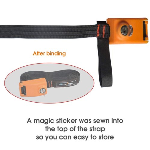 Onefeng Sports Lockable Tie Down Strap with 3 Stainless Steel Cables 'No Scratch' Silicone Buckle to Prevent Anyone from Taking Your Surfboards, Paddle Boards 10 Feet Long 2 Pack