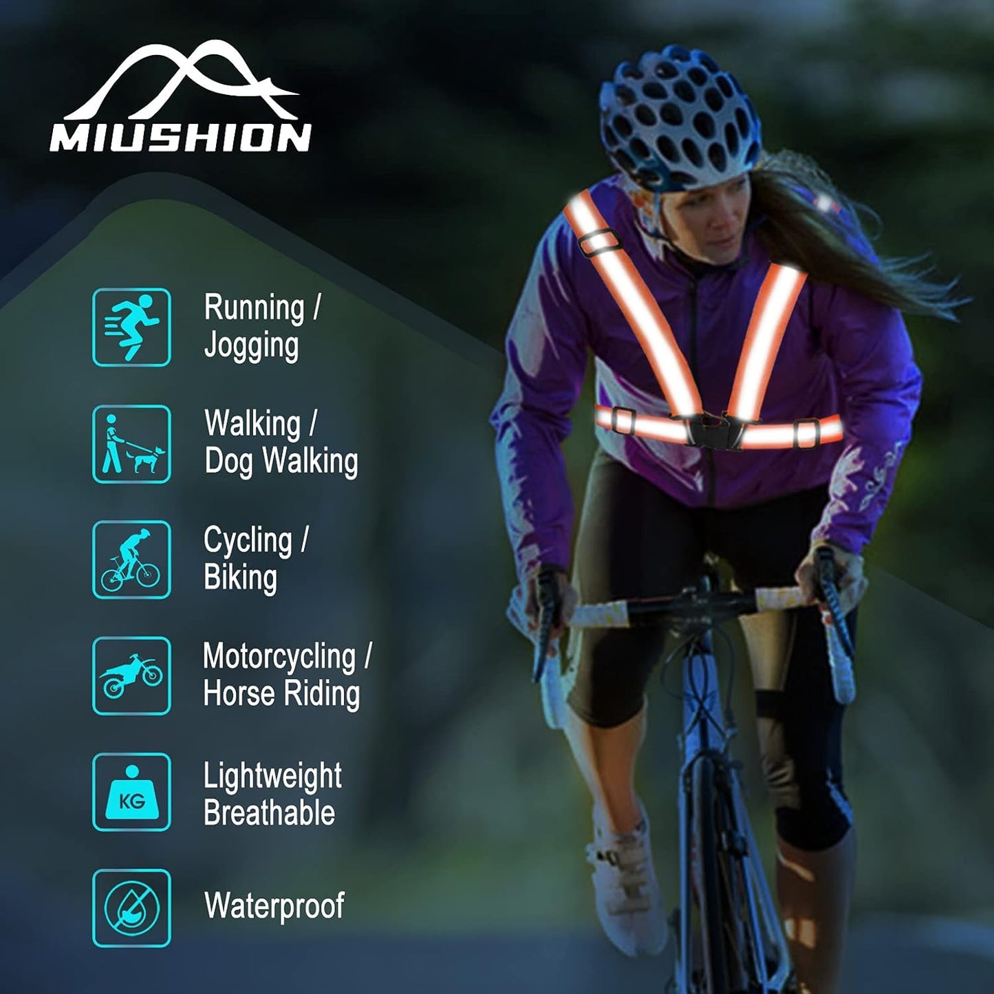 Skiennix Reflective Running Vest - High Visibility Safety Straps for Enhanced Visibility | Lightweight Design