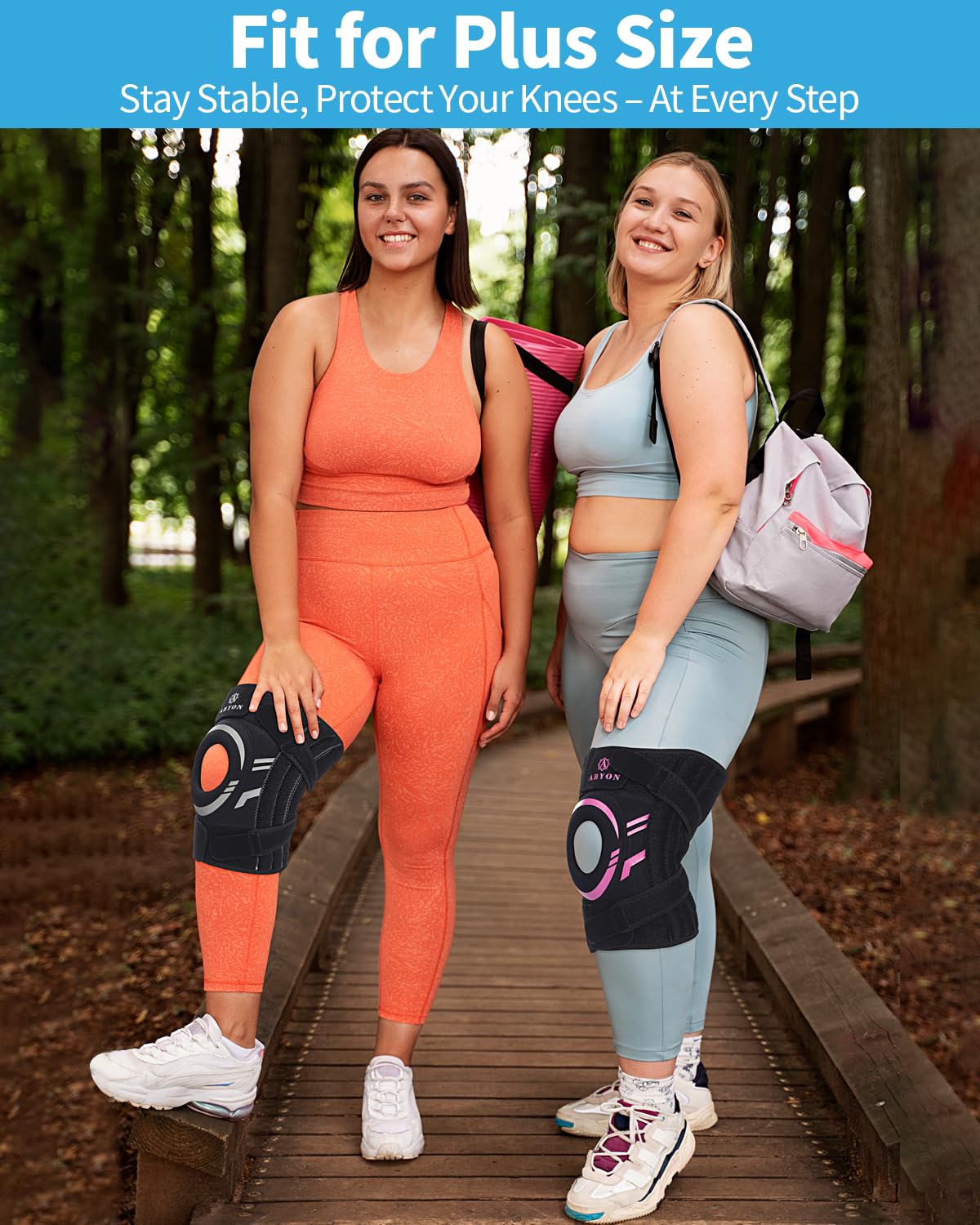 ABYON Knee Brace for Men & Women – Plus Size Adjustable Knee Support for Knee Pain, Meniscus Tear, Arthritis, Acl, Mcl.Neoprene Patella Stability Wrap with Side Spring Stabilizers for Pain Relief & Injury Recovery – See How to Size Video Before Ordering