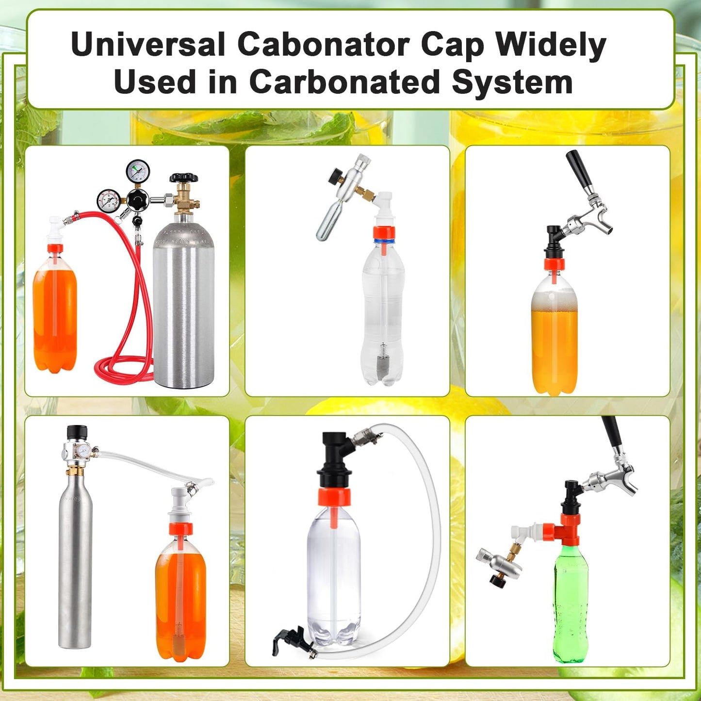 Dbgogo Carbonation Cap, 3 Pack Plastic Carbonator Cap 5/16” Barb Ball Lock Counter Pressure Bottle Filling Cap Forced Carbonation PET Bottle Filling CO2 Coupling Cap for Soda Beer with Extra 9 O-Rings