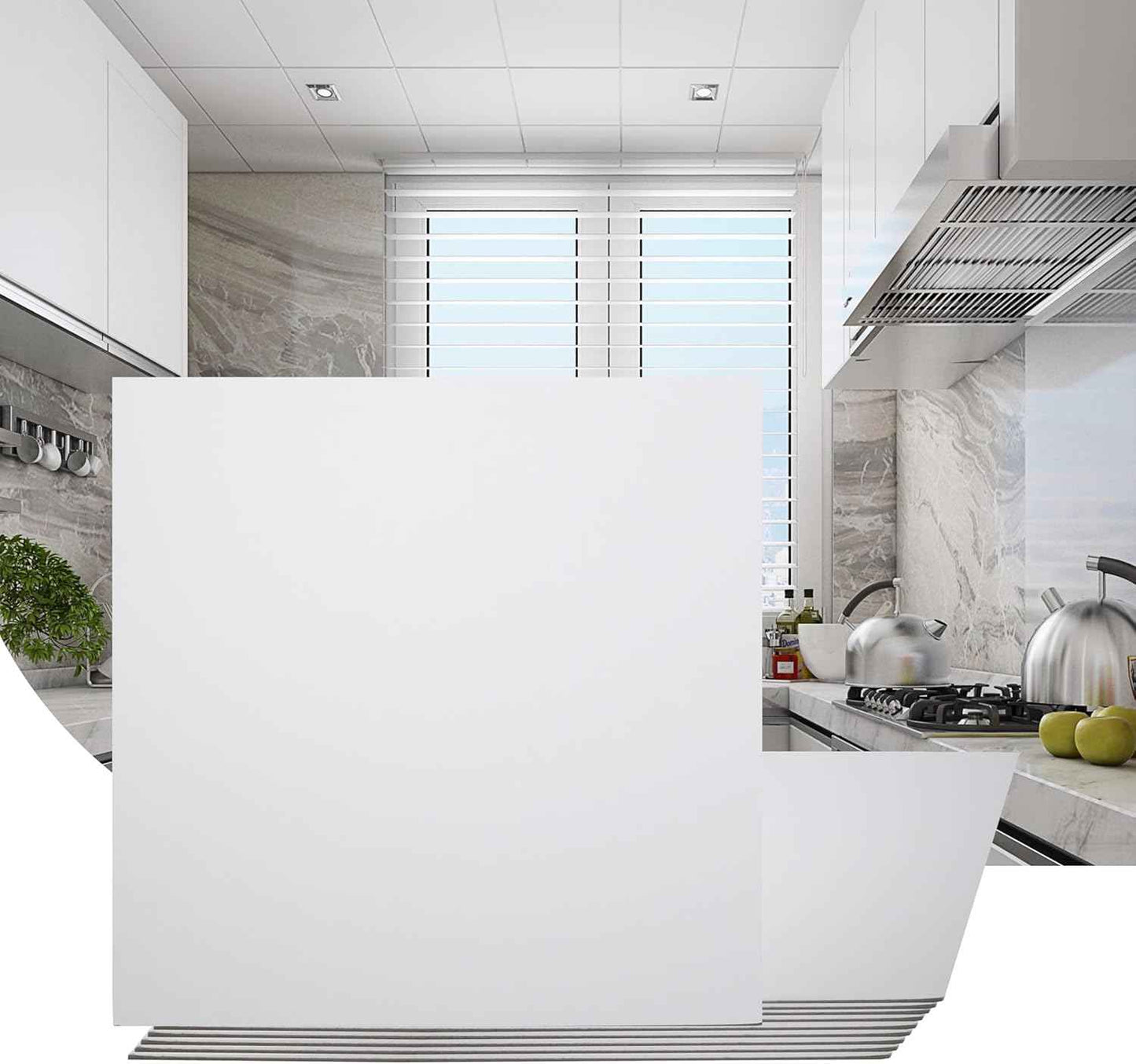 12-Pack Waterproof White Drop Ceiling Tiles 2ft x 2ft - Fire-Rated PVC Panels