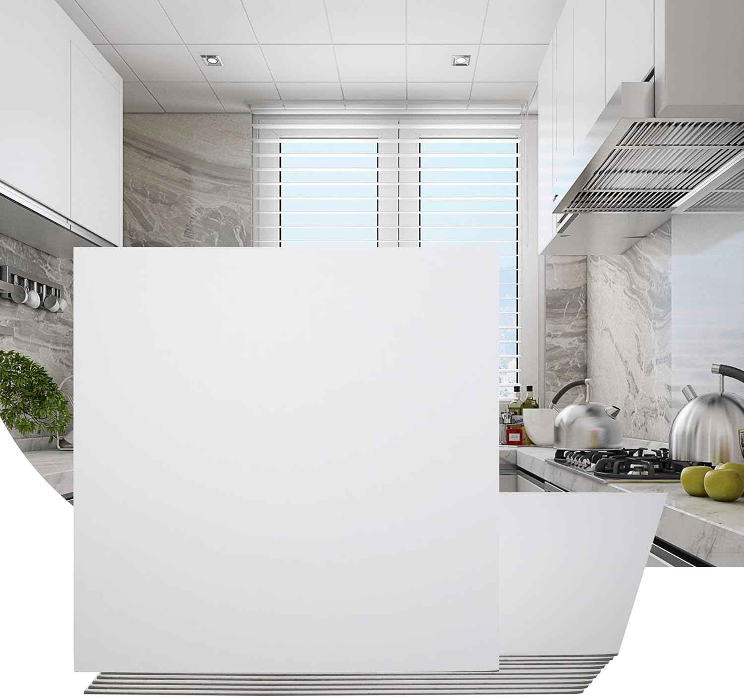 12-Pack Waterproof White Drop Ceiling Tiles 2ft x 2ft - Fire-Rated PVC Panels