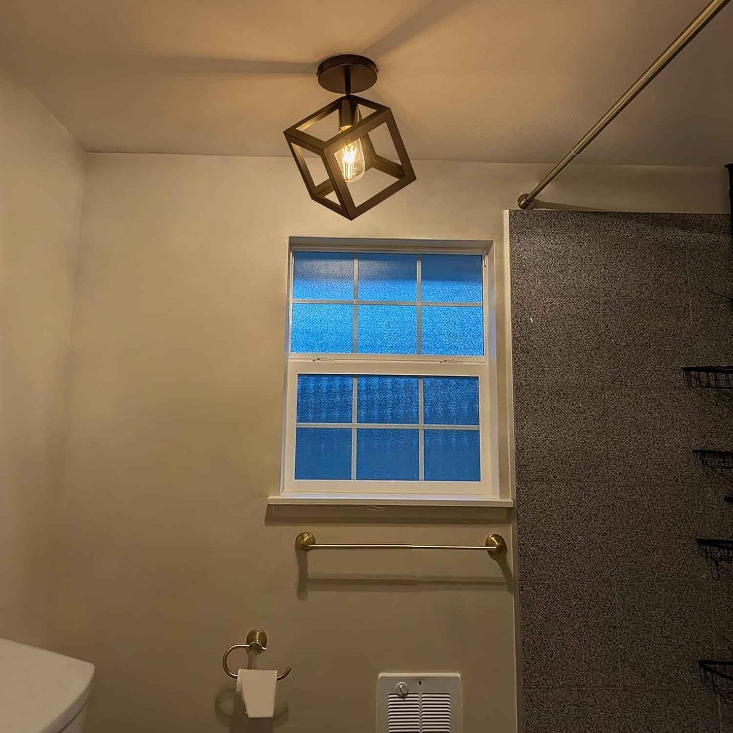 Brushed Nickel 3-Light Flush Mount Ceiling Light Fixture - Modern Geometric Design for Living Room, Kitchen, Dining Room, and Hallways