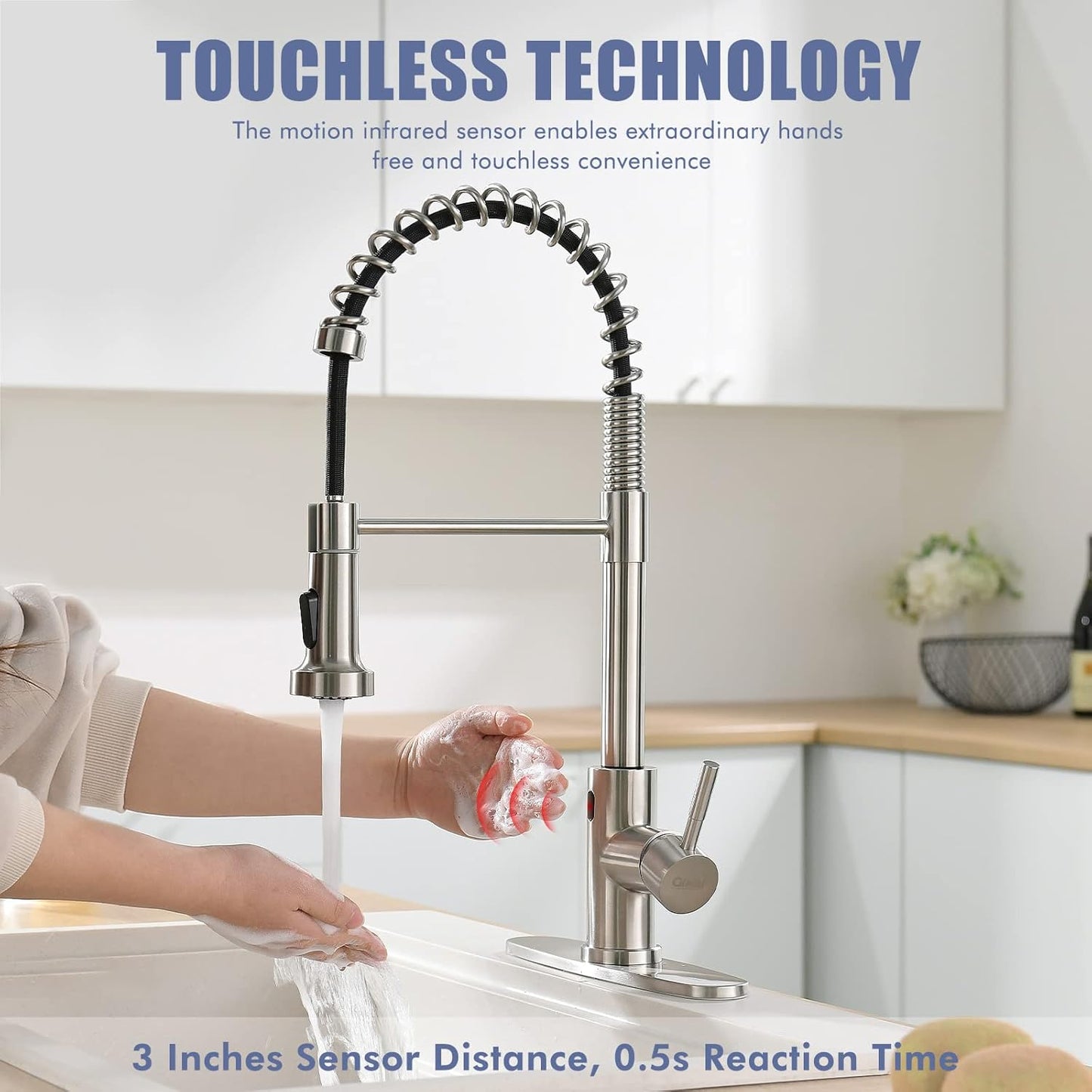 Matte Black Kitchen Faucet with Soap Dispenser - Commercial Single Handle Pull Down Sprayer
