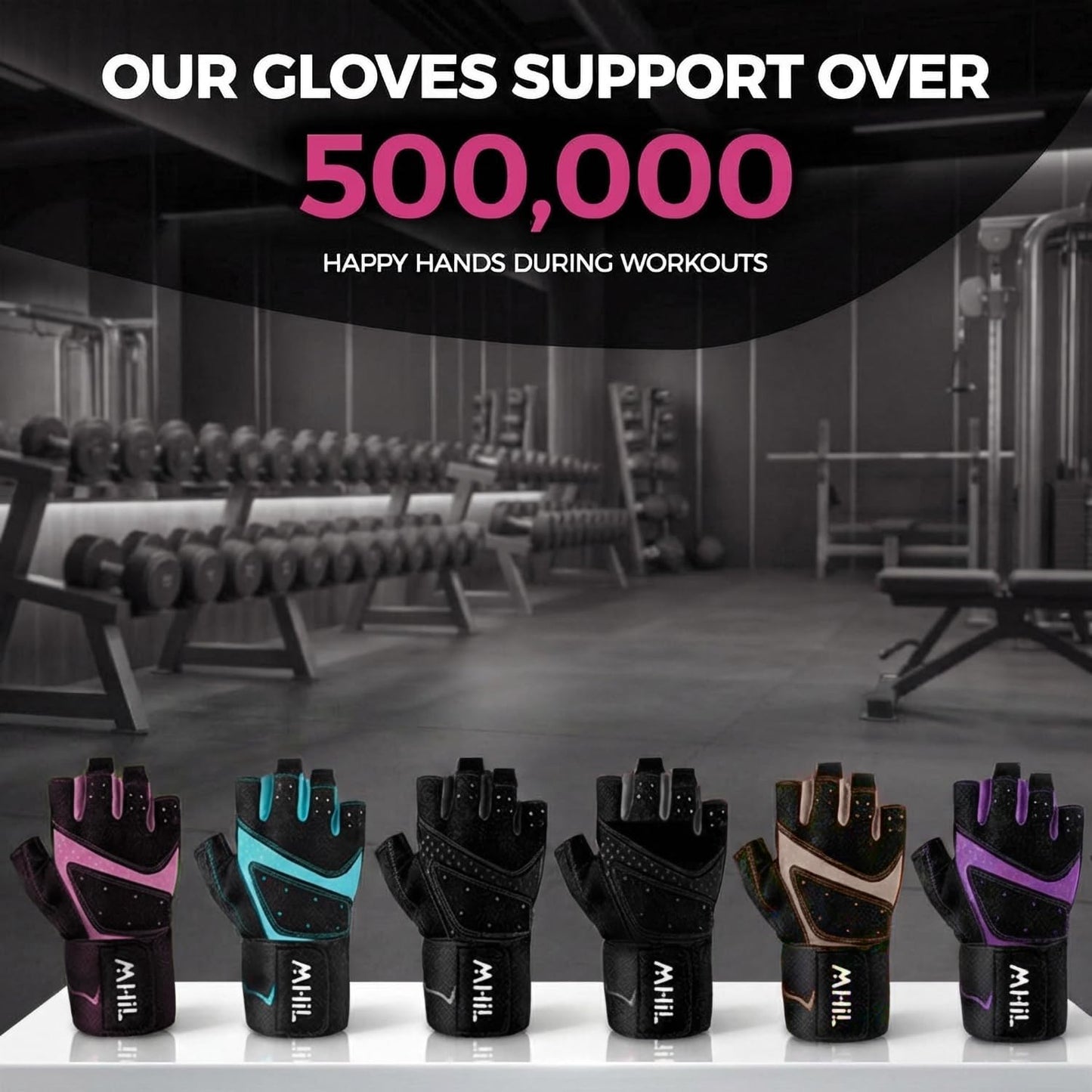 MhIL Workout Gloves for Women - Breathable Weight Lifting Gloves with Palm Protection & Wrist Support