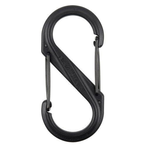 Nite Ize-Biner Dual Carabiner Plastic - Durable Dual Carabiner with Wire Gate Closure for Organizing Keys & Keychain Attachments - Size 4, Black (8 Pack)