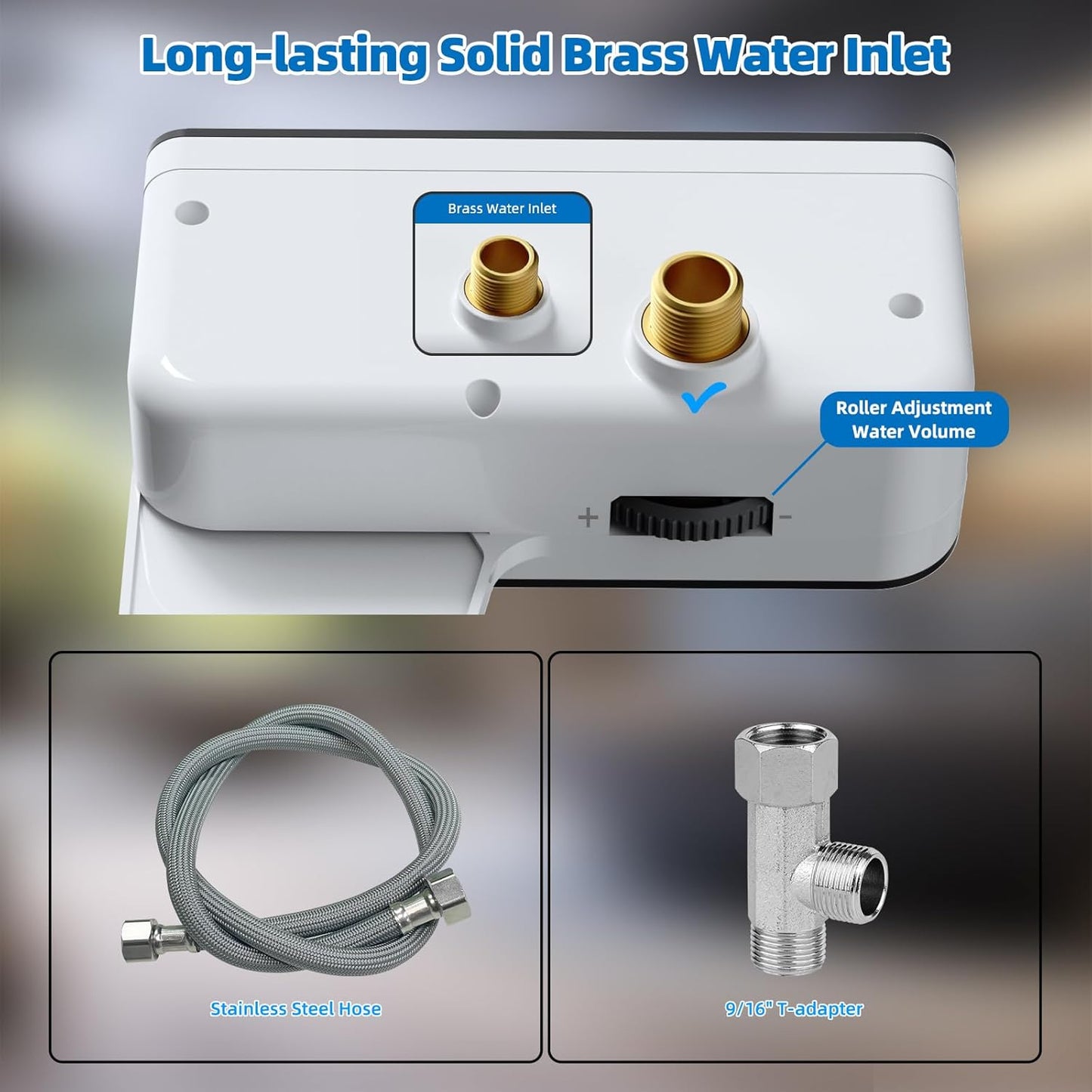 Bidet Attachment for Toilet - Non-Electric Dual Nozzle, Adjustable Water Pressure, Self-Cleaning, White