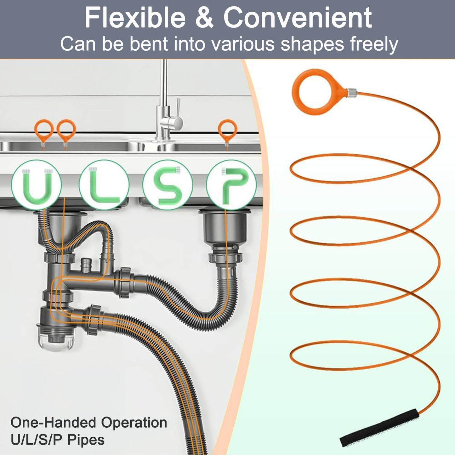 Hair Catcher Drain Auger Cleaner Tool Set - 3 × 53 Inch Sink Snake + 1 × 35 Inch Drain Clog Remover, Set For Toilet, Kitchen Sink, Bathroom Tub, Sewer,4 Pack