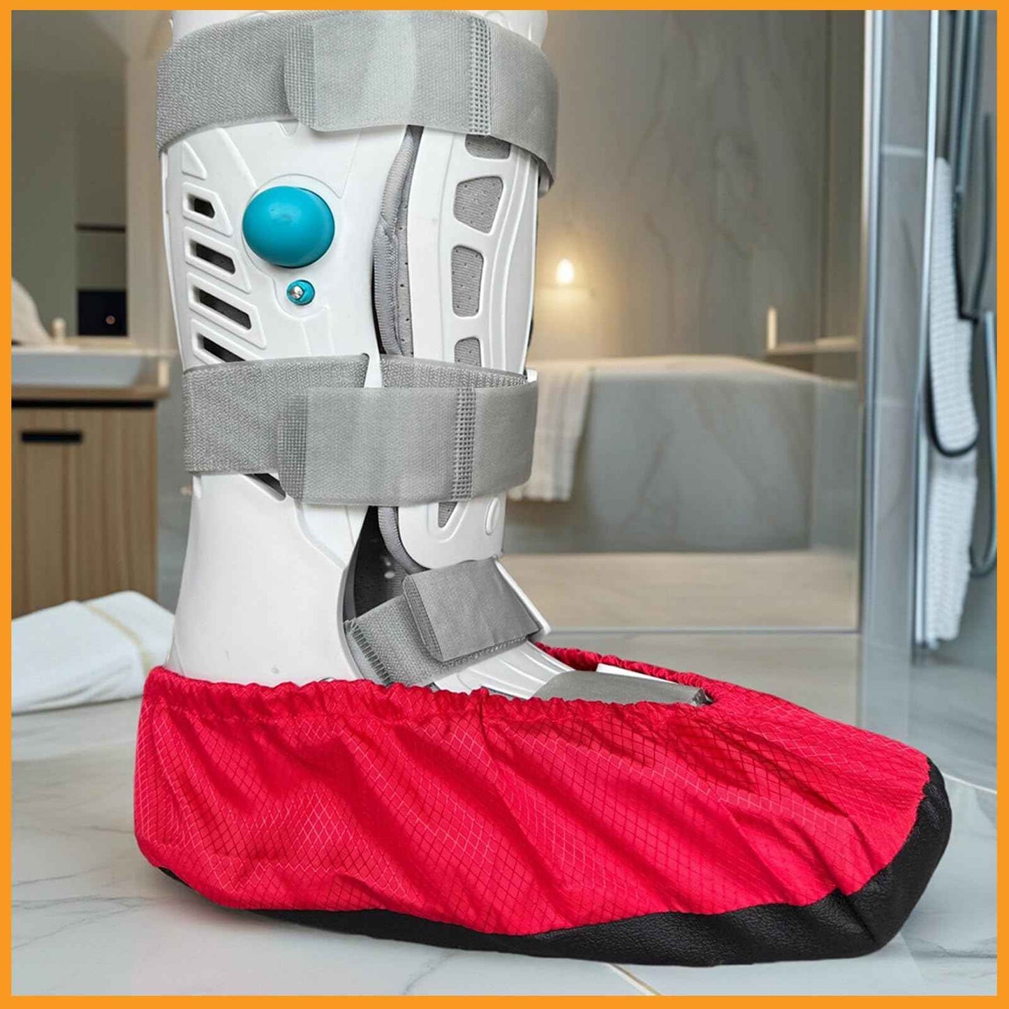 Air Cam Walking Boot Covers 2 pcs, Fracture Medical Cast Boots Shoe Covers for Broken Foot Ankle Recovery With Waterproof Anti-slip and Washable (X-Large)