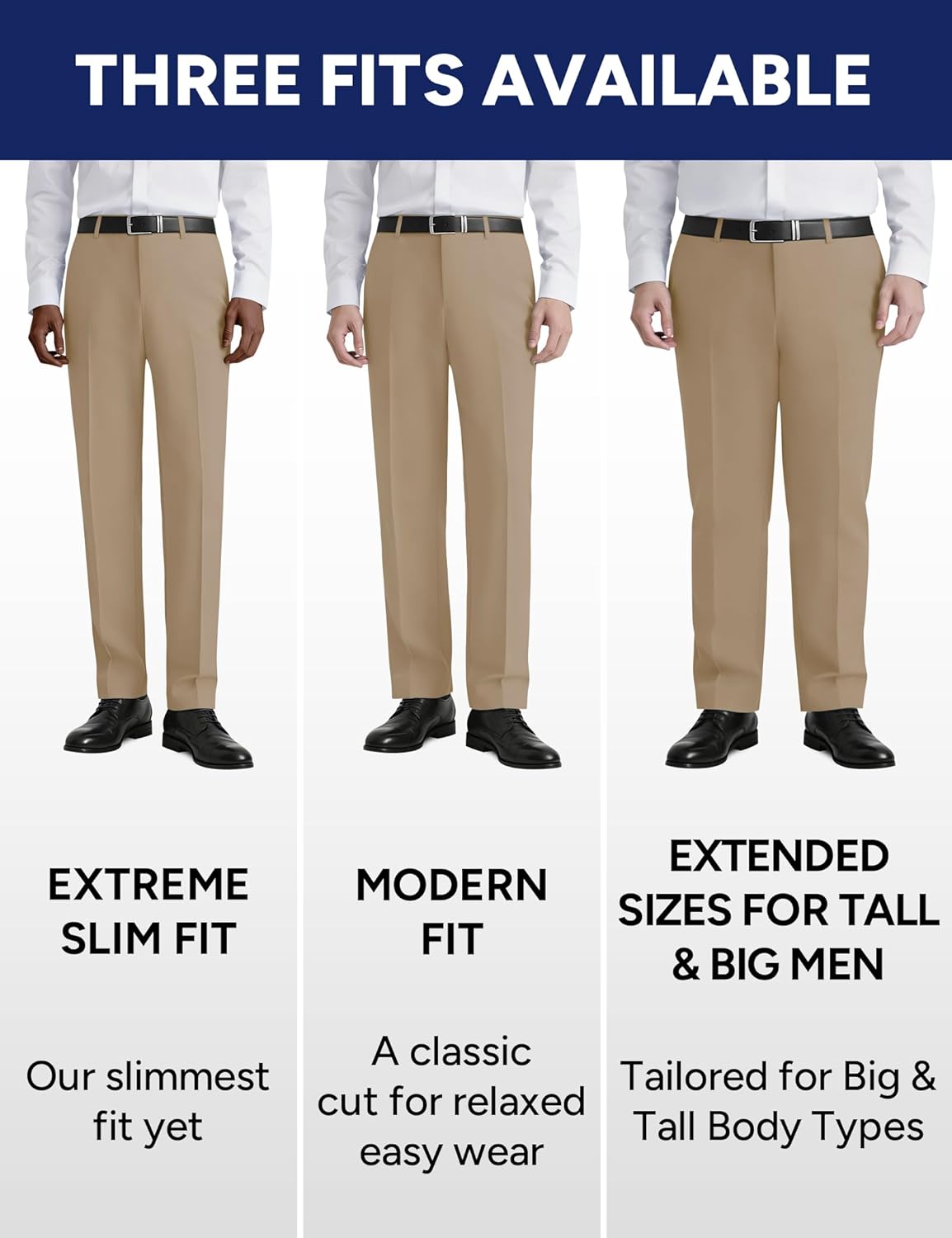 Skiennix Men's Stretch Dress Pants - Expandable Waist for Comfort | Slim Fit, Classic Straight, Big & Tall