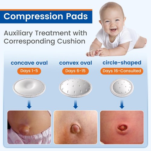 Willcom Umbilical Hernia Belt Baby, Belly Button Band Infant Belly Wrap Truss Abdominal Binder - with 3 Different Shaped Compression Pads for Newborn, Infant, Children, Toddler (Khaki-Reg)