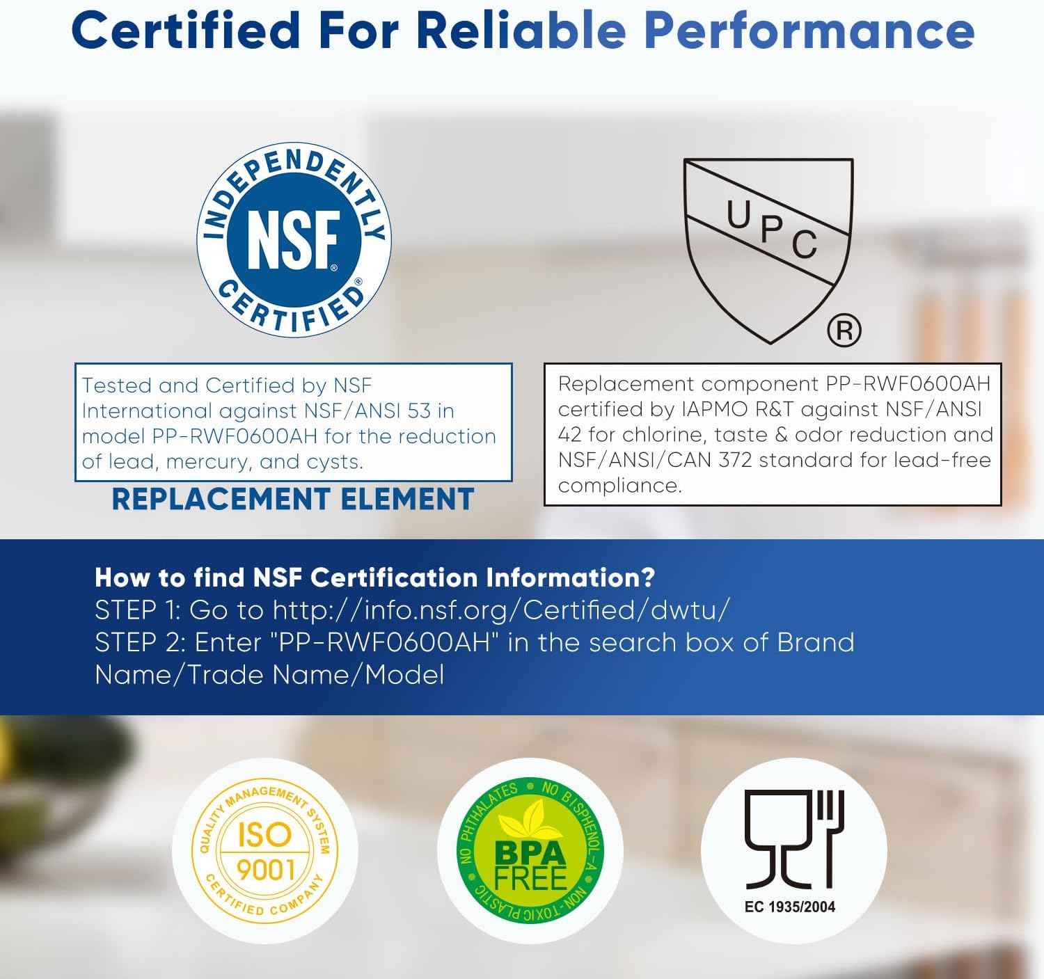 PUREPLUS PRO Refrigerator Water Filter Replacement - NSF Certified 3-Pack for HDX FMG-1, PL-100, WFC1201