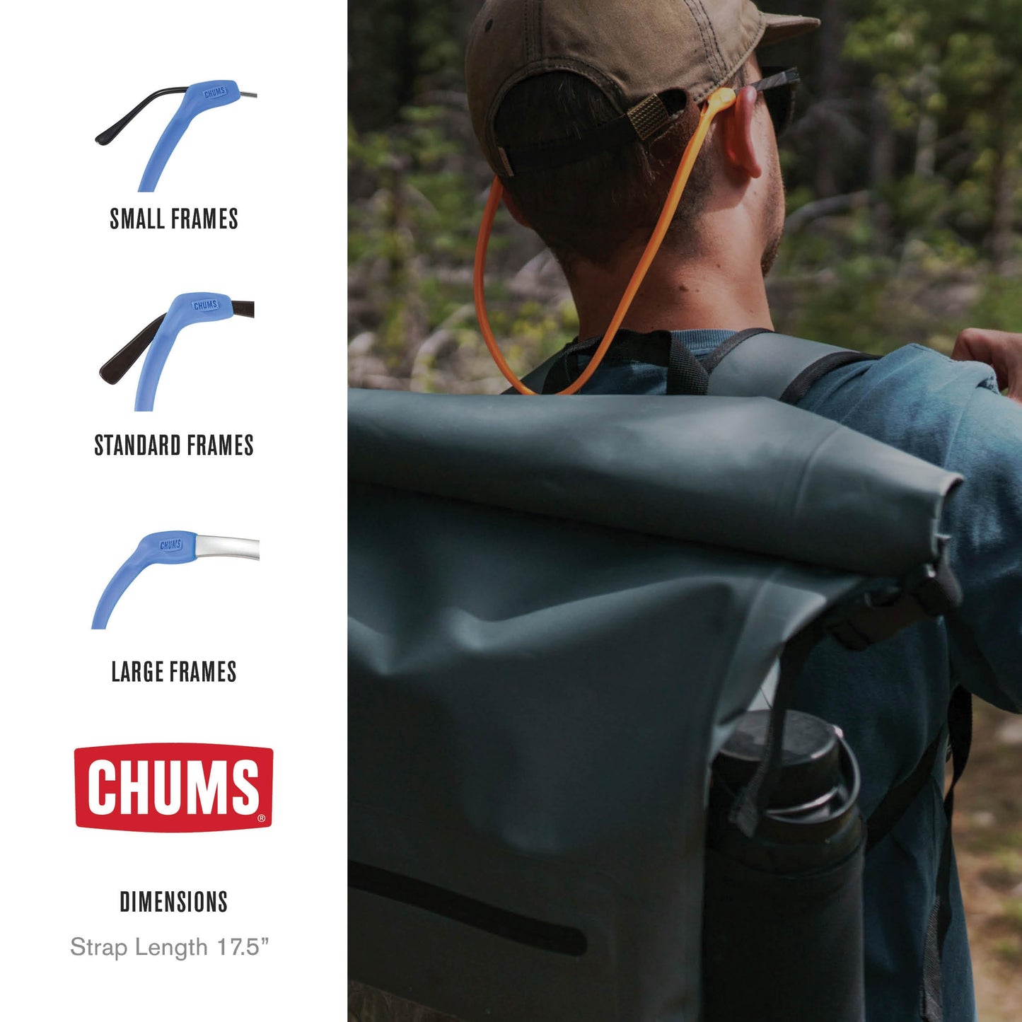 Chums Switchback Safety Eyewear Retainer - Lightweight & UV Resistant Silicone Sunglasses Strap for Men & Women - Turquoise/Seafoam