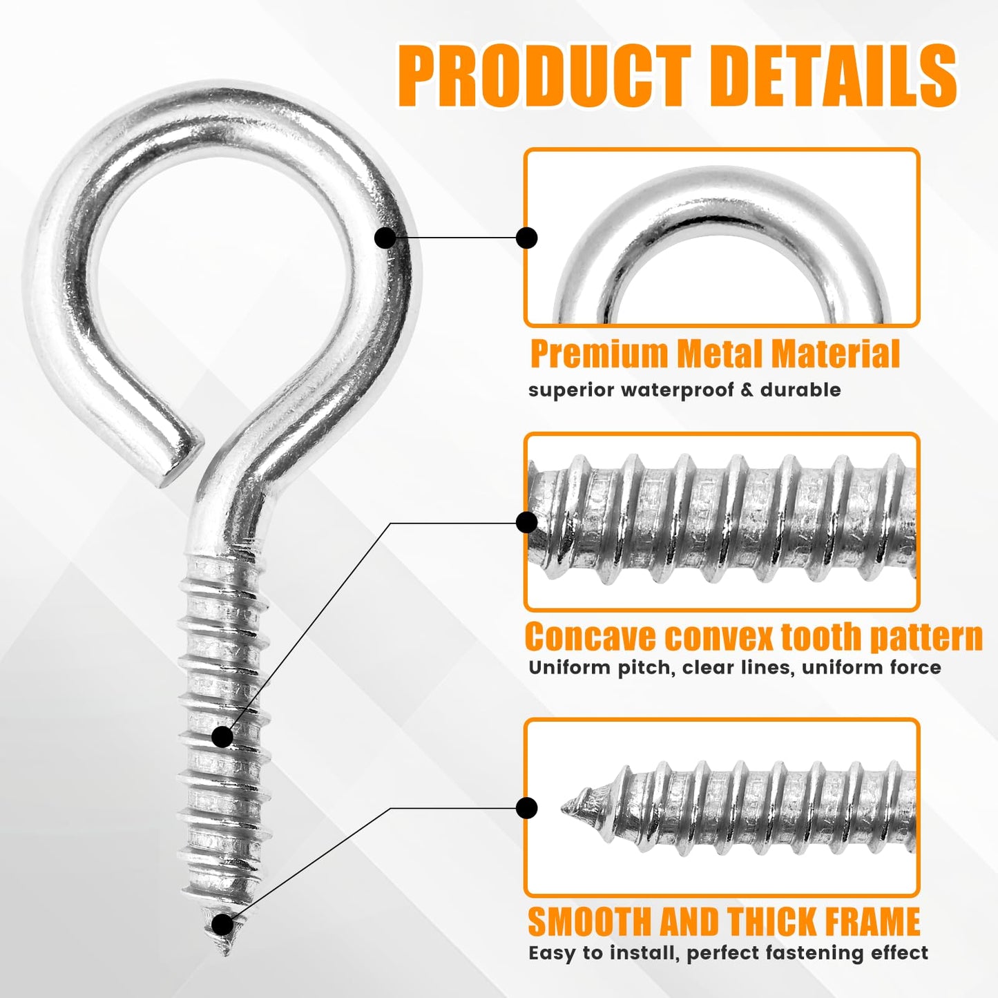 10PCS 2.5 inches Screw Eyes M6 304 Stainless Steel Eye Screws, Heavy Duty Screw, Eye Hooks Screw Eye Bolts Eye Hooks Screw, Indoor & Outdoor Uses (10, M6-2.5inch)