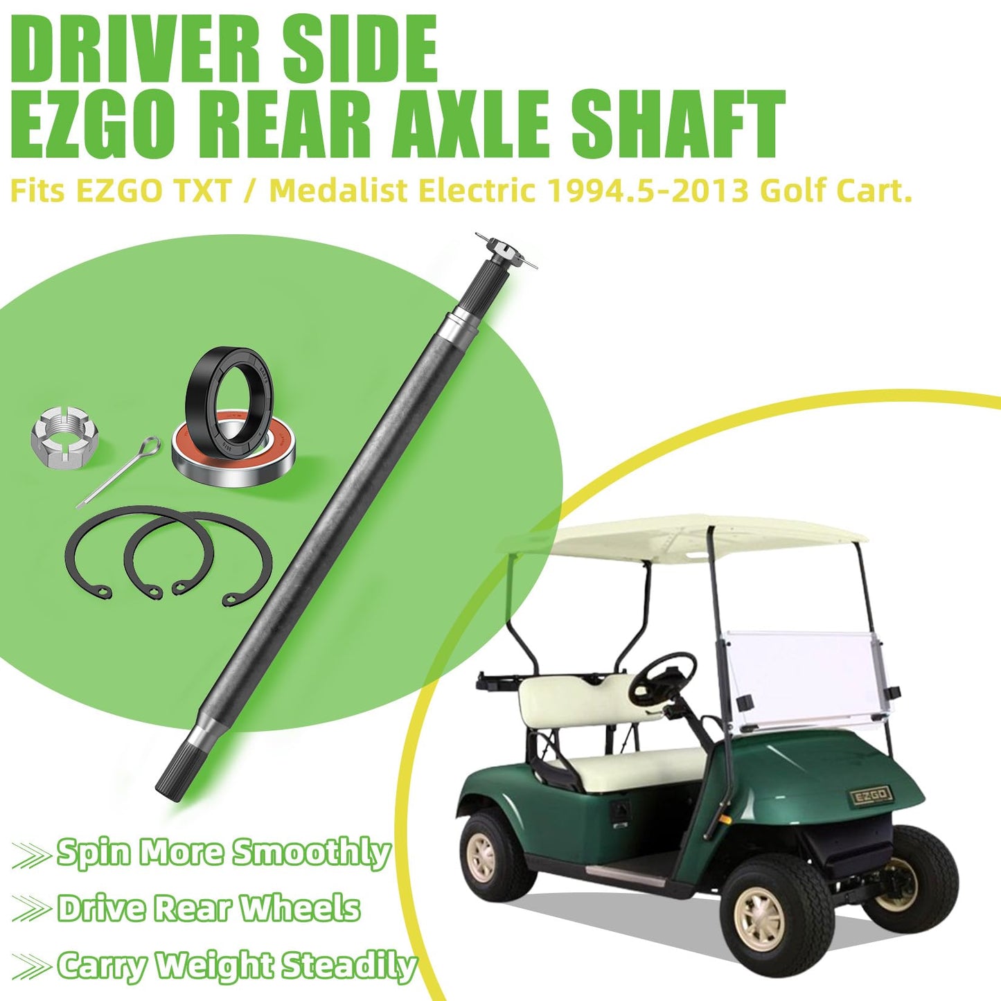 DRIVE UP Golf Cart Rear Splined Axle Shaft for EZGO TXT Electric 1994-2013 Driver Side OEM 20377-G11