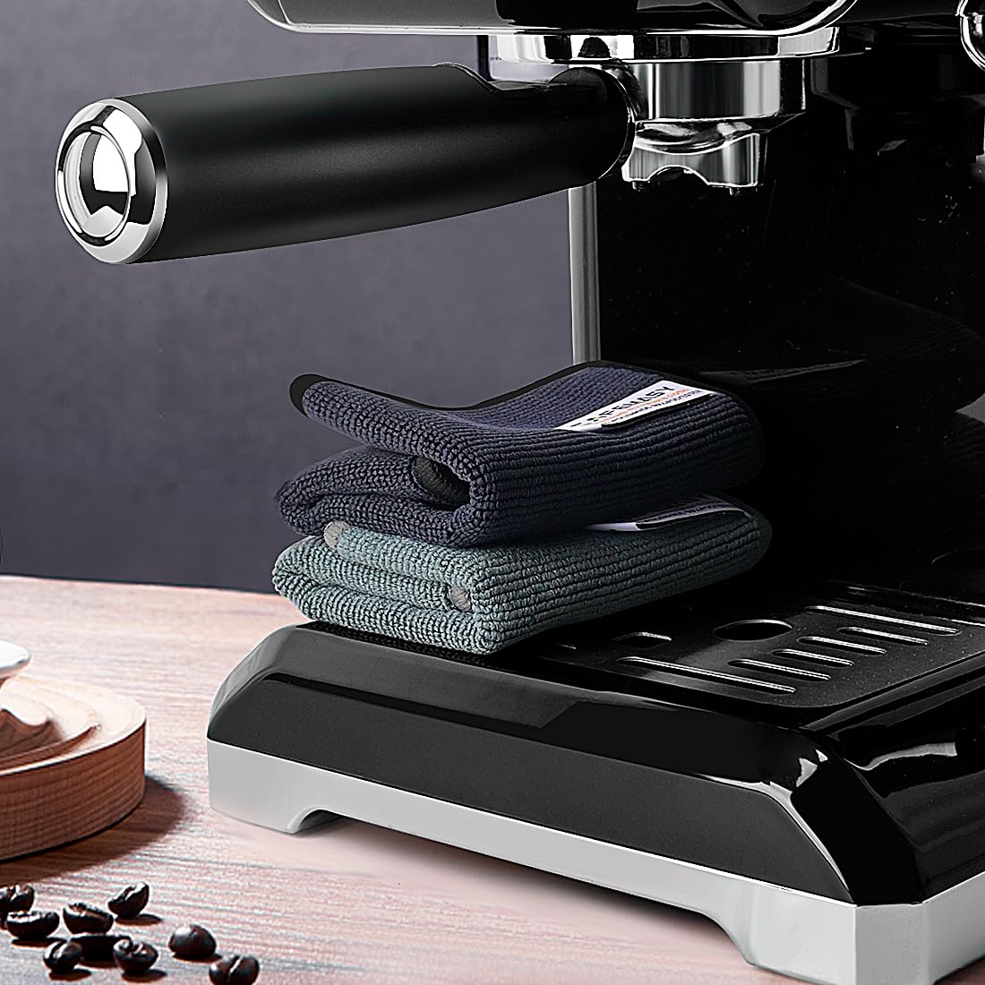 CAFEMASY Barista Towels Espresso Machine Accessories - 4 Pack Premium Absorbent Barista Cloth 8"x 8" Microfiber Coffee Machine Steam Wand Cleaning Rag Coffee Towel for Espresso Bar