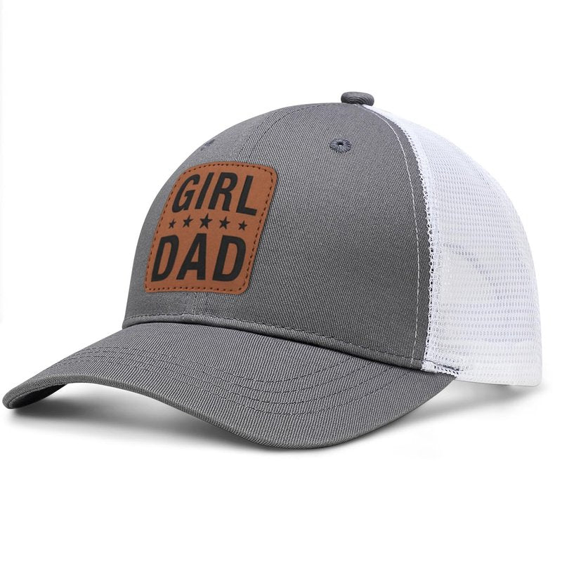 Girl Father Daddy Dad Leather Patch Hat Birthday for Dad Papa from Daughter Son Adjustable Trucker Hats