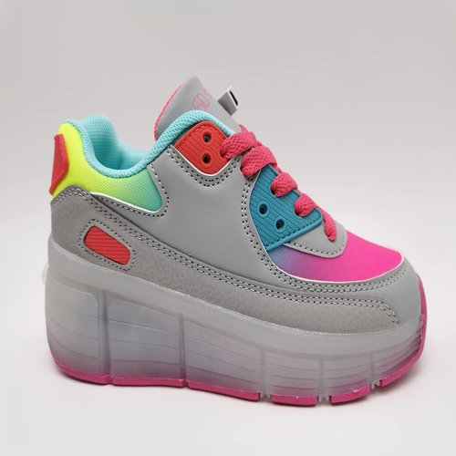 Kids Roller Skate Shoes with Single Wheel Shoes Sport Sneaker 7 Colors 11 Modes LED
